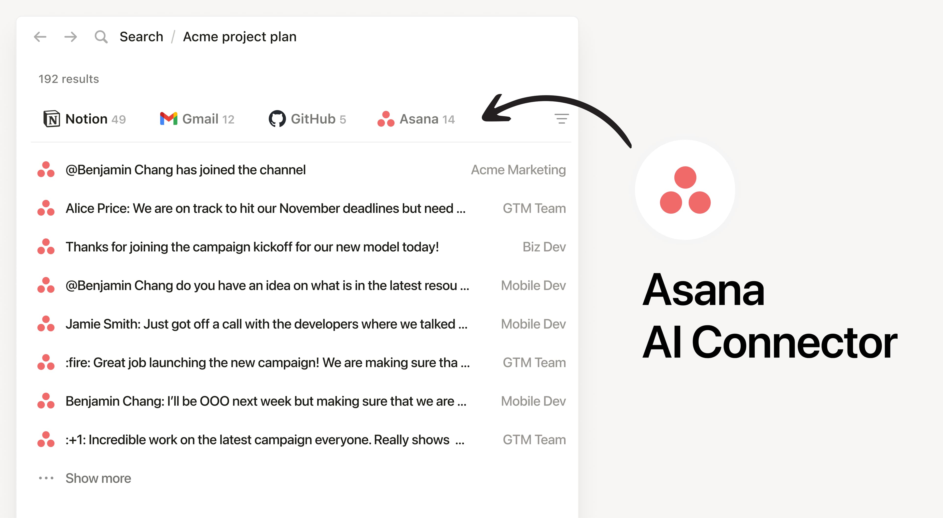 ตัวเชื่อมต่อ AI ของ Asana