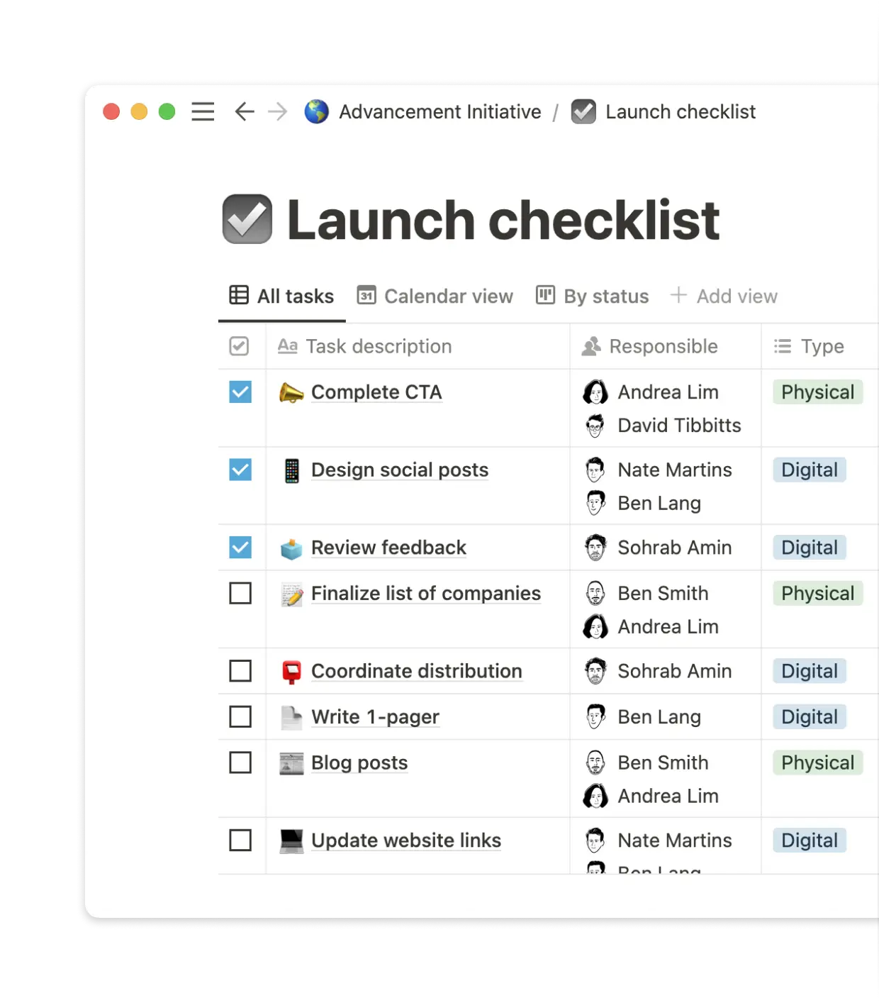 Estandarizar el proceso de lanzamiento con una plantilla con una lista de verificación facilita la gestión del lanzamiento y, además, ofrece una experiencia coherente y positiva a cada empresa financiada por Base10.