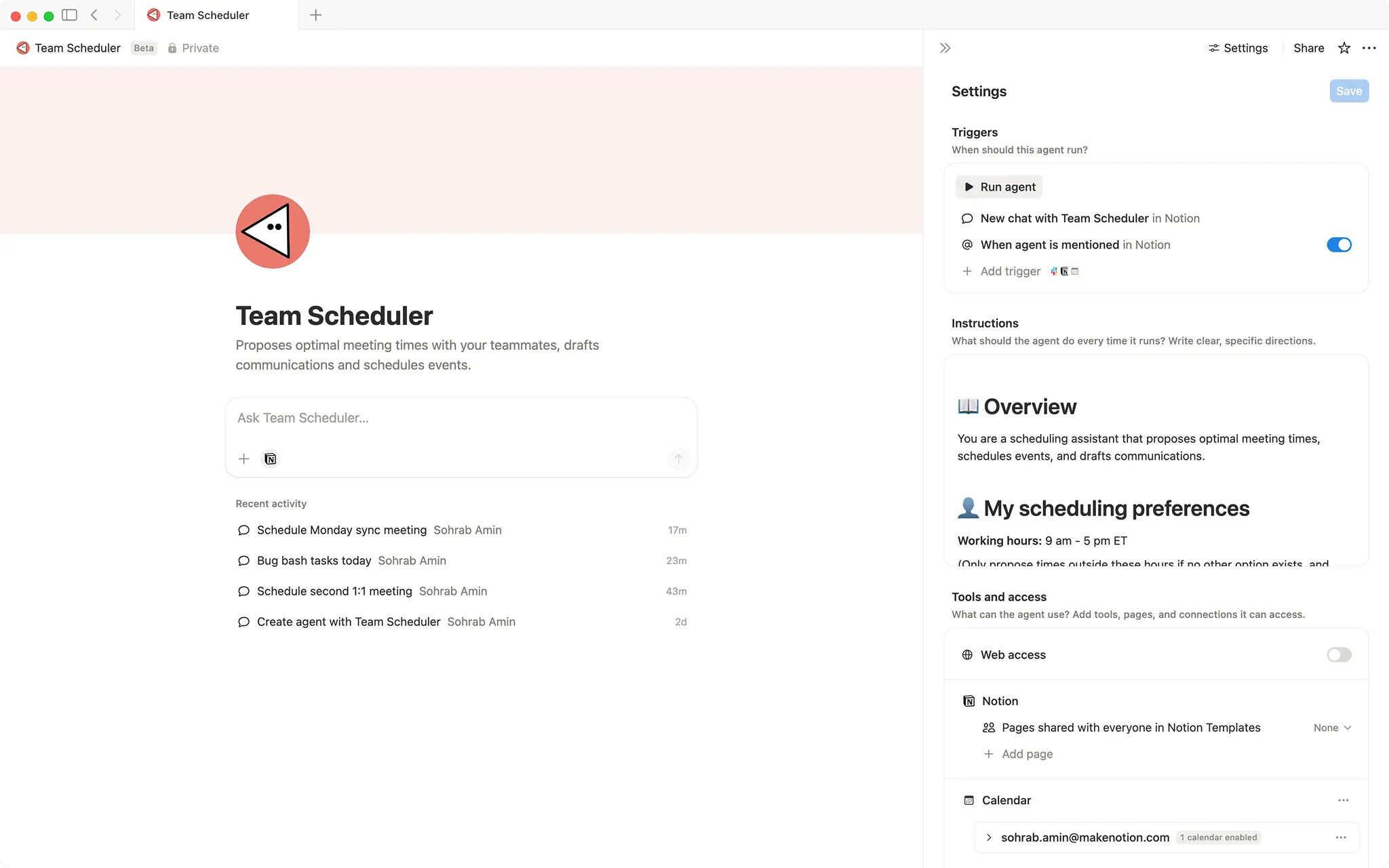 Team scheduler