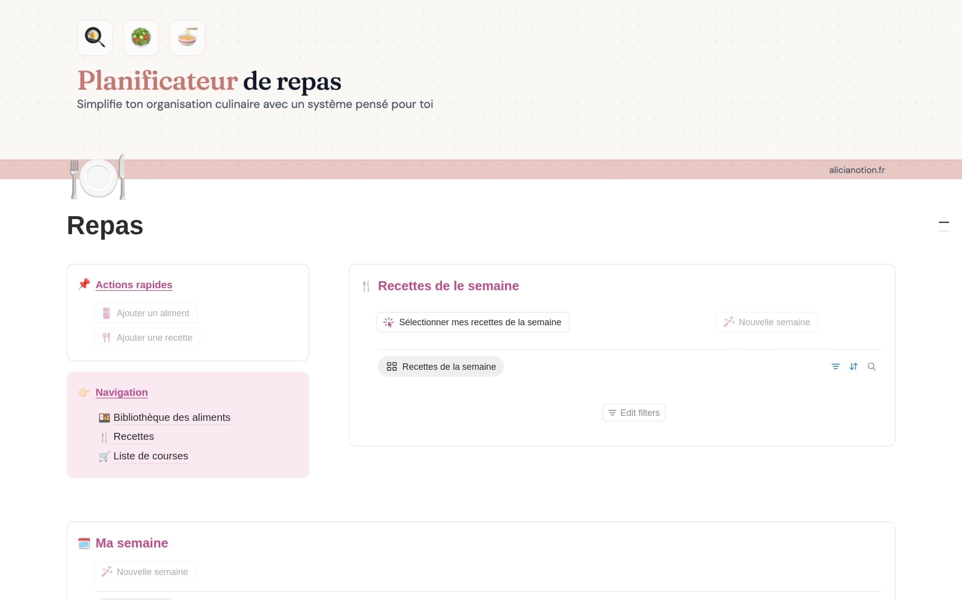 Capture d’écran de la collection Un tableau de bord pour chaque besoin par Notion