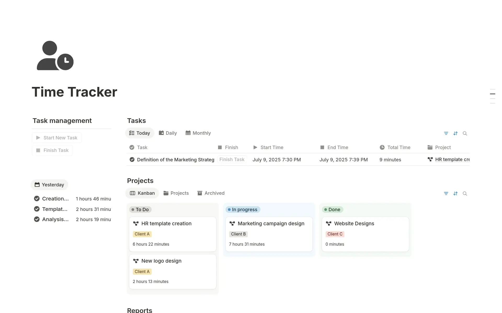 Screenshot of Top 10 Free Work Log Templates collection by Notion