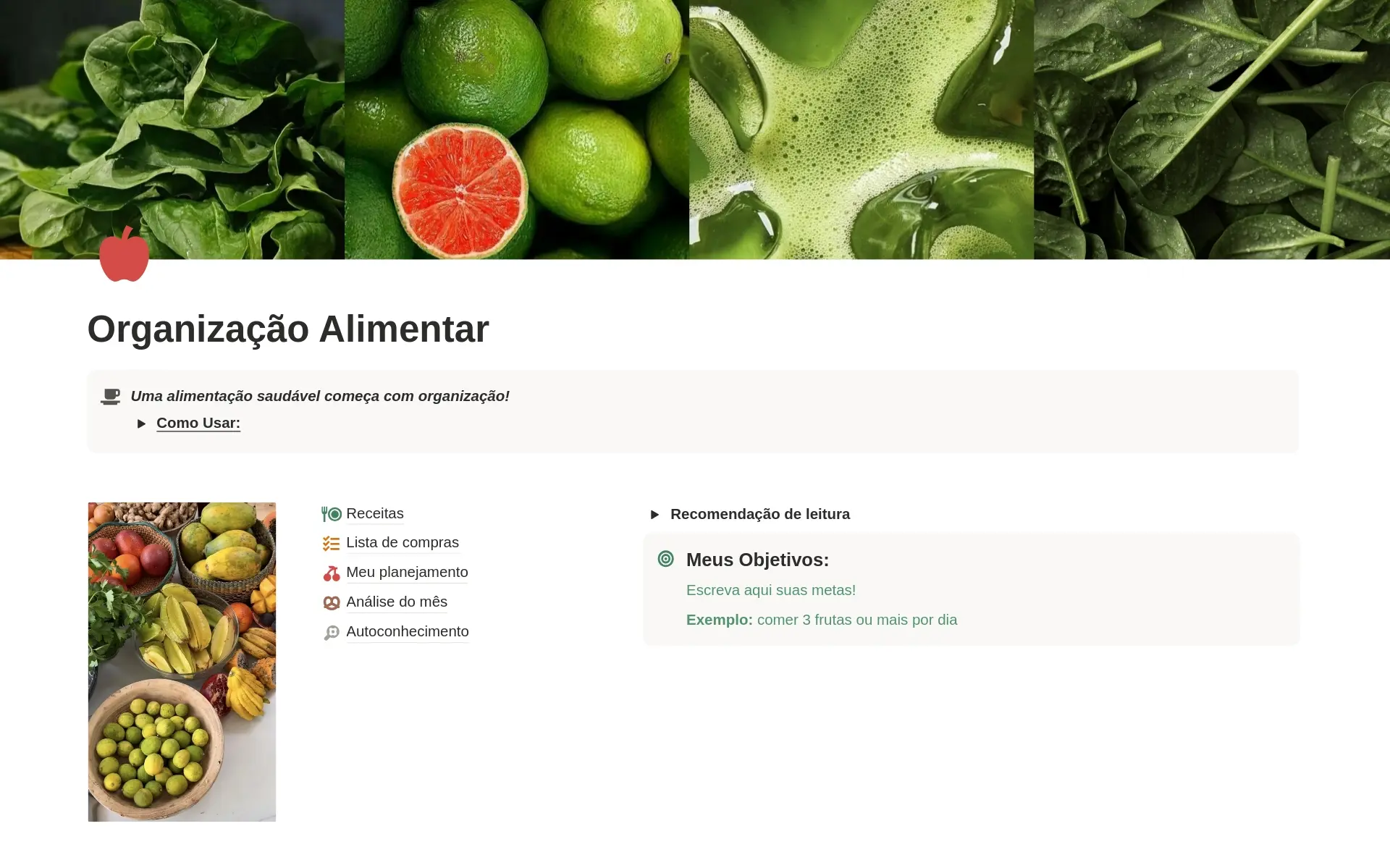Captura de tela da coleção Sua caixa de receitas por Notion