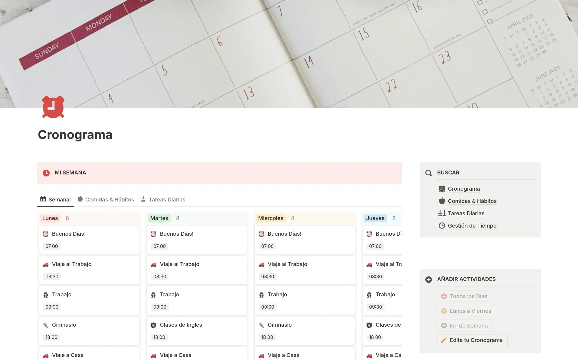Captura de pantalla de la colección Un panel de control para cada necesidad de Notion